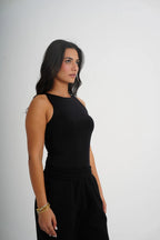 Black Cut ComfortFlex™ Bodysuit — ComfortFlex 88% polyamide + 12% elastane high-neck bodysuit | Basiclook Canada