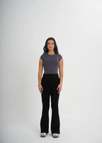 Dark Grey Quarter Sleeve ComfortFlex™ Bodysuit — ComfortFlex 88% polyamide + 12% elastane quarter-sleeve bodysuit | Basiclook Canada
