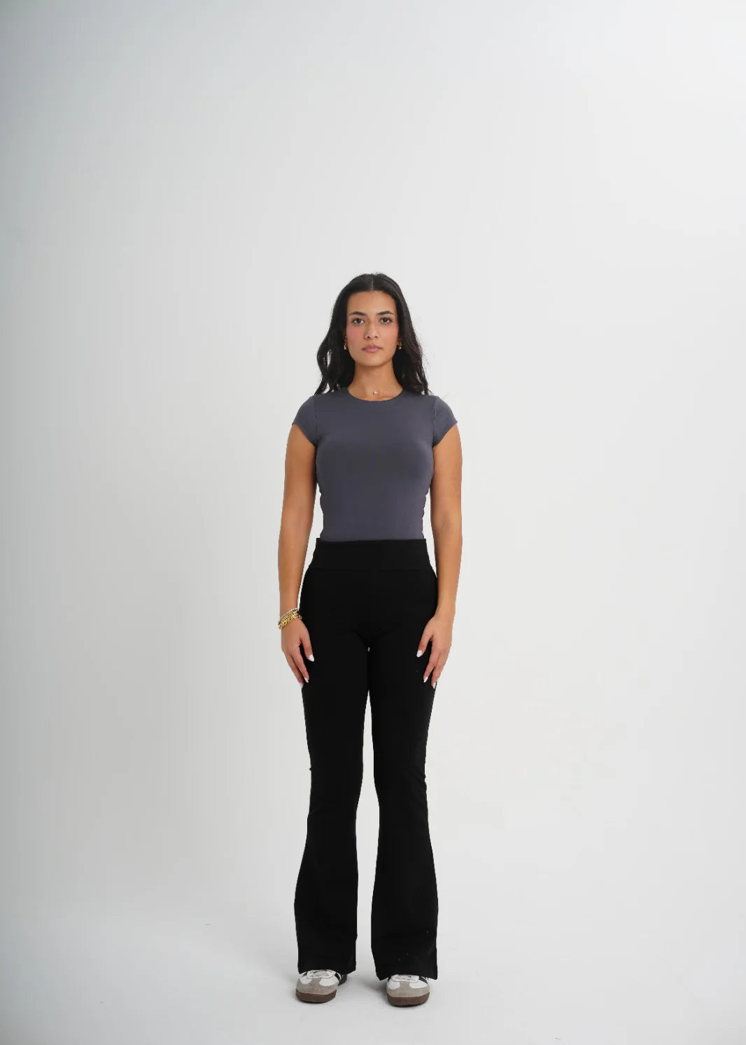 Dark Grey Quarter Sleeve ComfortFlex™ Bodysuit — ComfortFlex 88% polyamide + 12% elastane quarter-sleeve bodysuit | Basiclook Canada